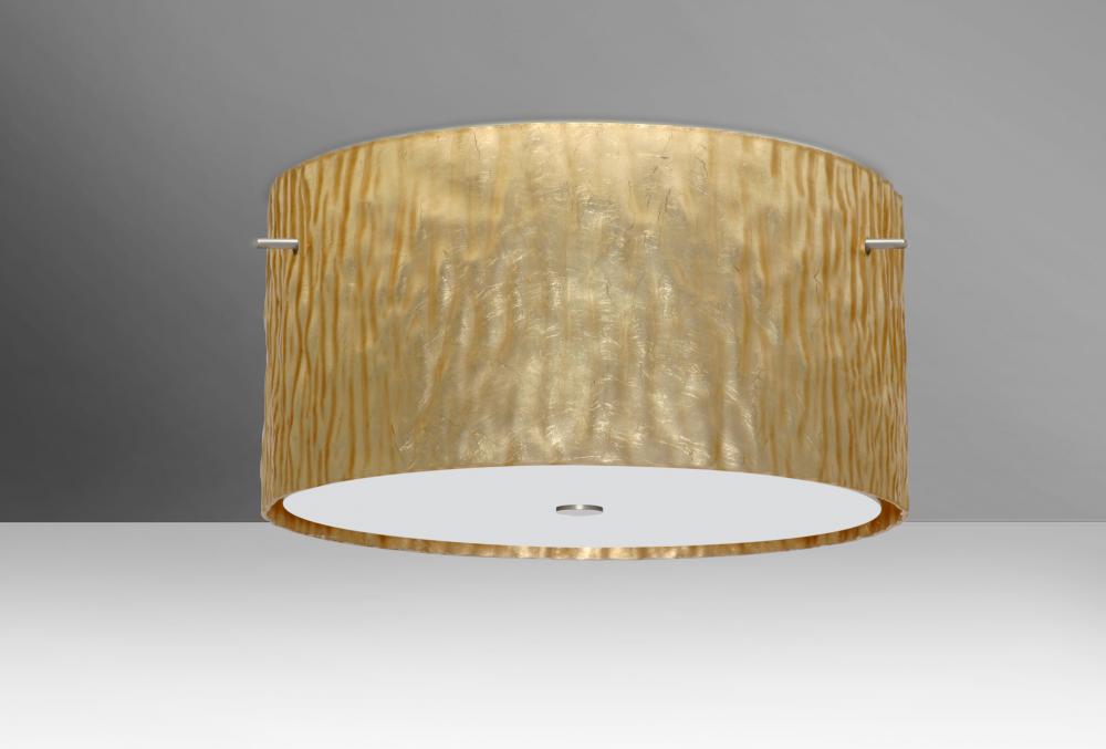 Besa Ceiling Tamburo 16 Satin Nickel Stone Gold Foil 1x28W LED