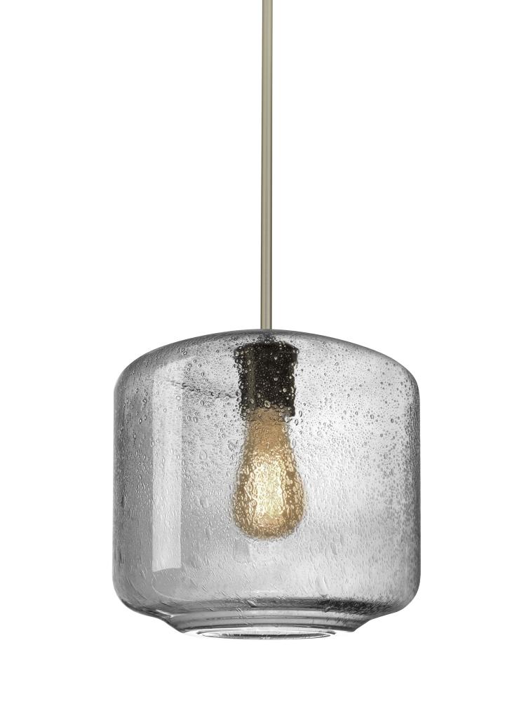 Besa Niles 10 Pendant, Clear Bubble, Satin Nickel Finish, 1x4W LED Filament