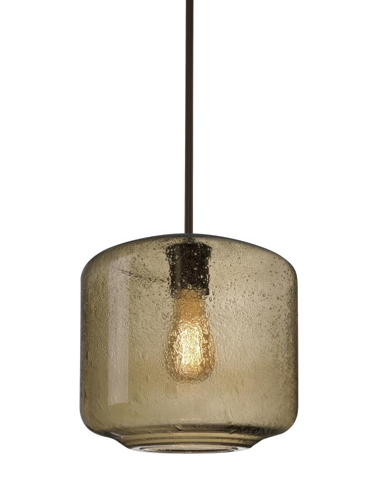 Besa Niles 10 Pendant, Smoke Bubble, Bronze Finish, 1x4W LED Filament