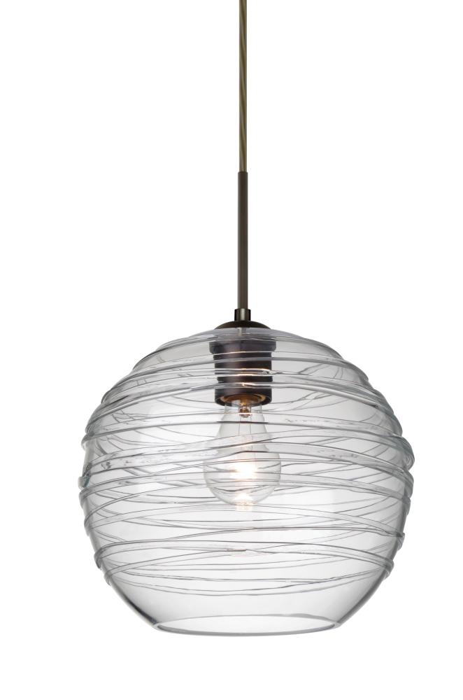 Besa Wave 10 Pendant For Multiport Canopy Bronze Clear 1x60W Medium Base