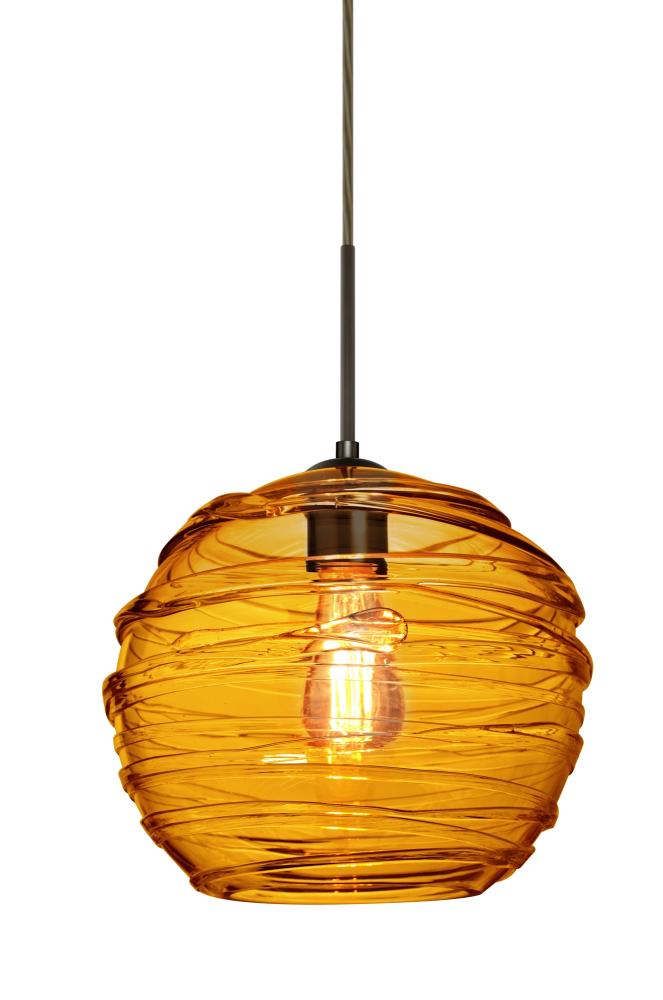 Besa Wave 10 Pendant For Multiport Canopy Bronze Amber 1x8W LED Filament