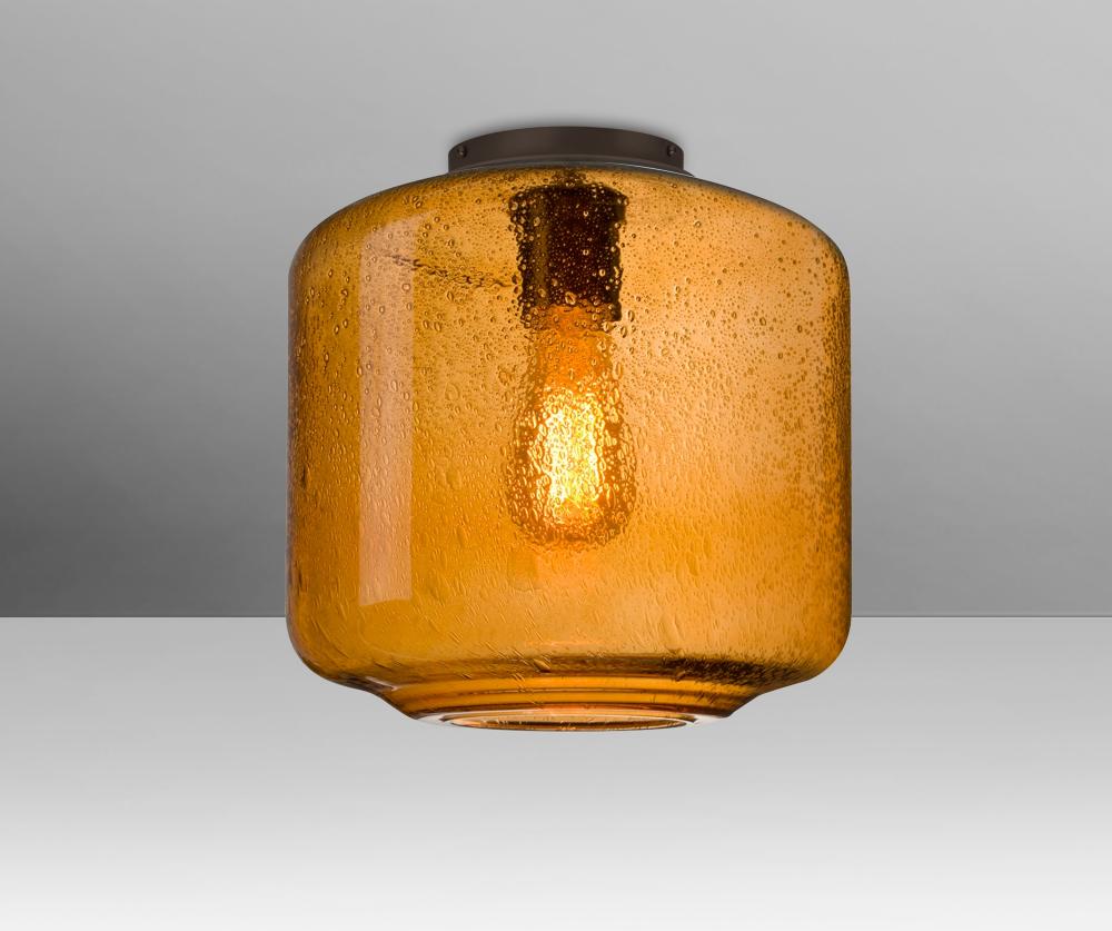 Besa Niles 10 Ceiling, Amber Bubble, Bronze Finish, 1x4W LED Filament