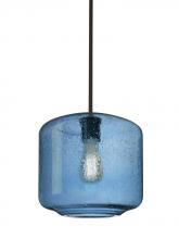Besa Lighting 1TT-NILES10BL-EDIL-BR - Besa Niles 10 Pendant, Blue Bubble, Bronze Finish, 1x4W LED Filament