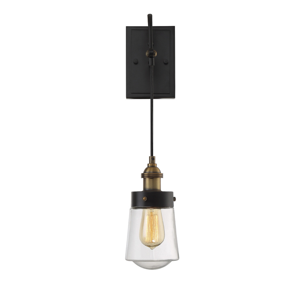 Macauley 1-Light Wall Sconce in Vintage Black with Warm Brass