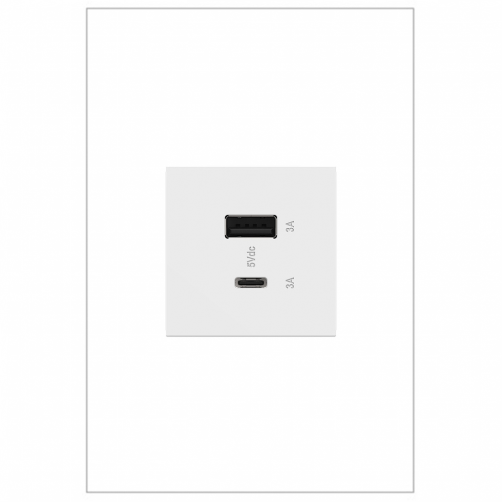 adorne? Ultra-Fast USB Type-A/C Outlet Module, White