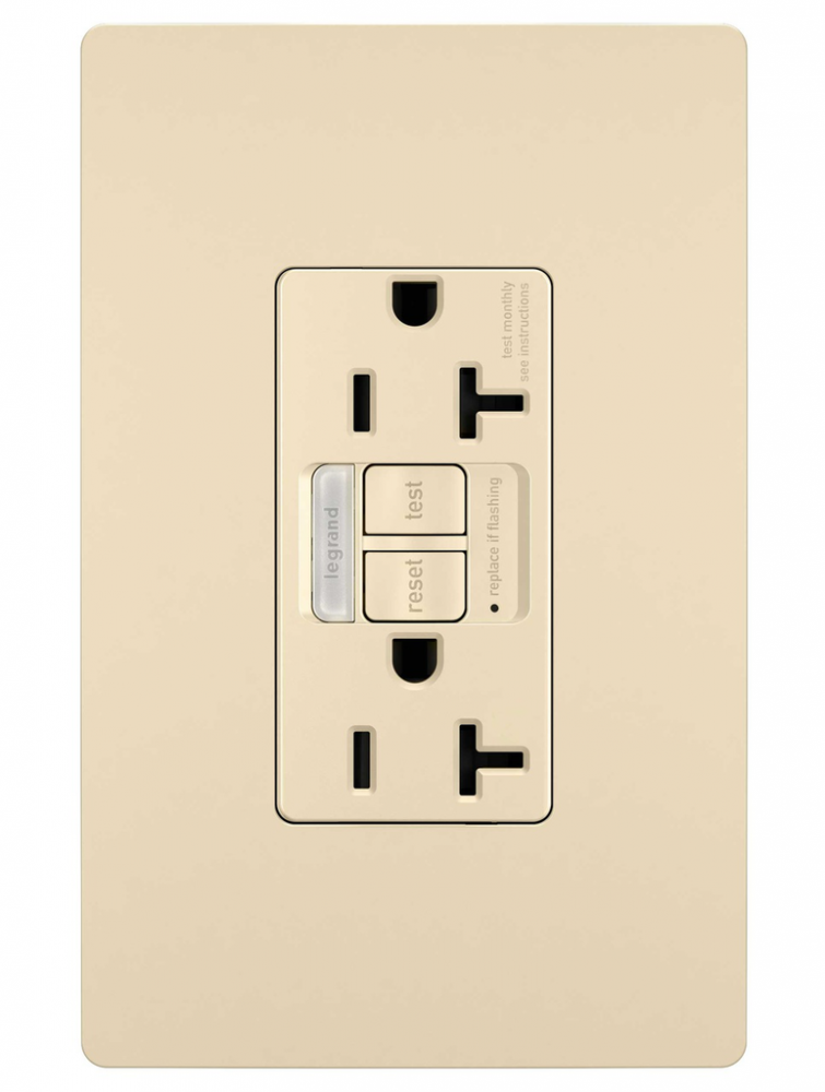 radiant? 20A Tamper Resistant Self Test GFCI Outlet with Night Light, Ivory