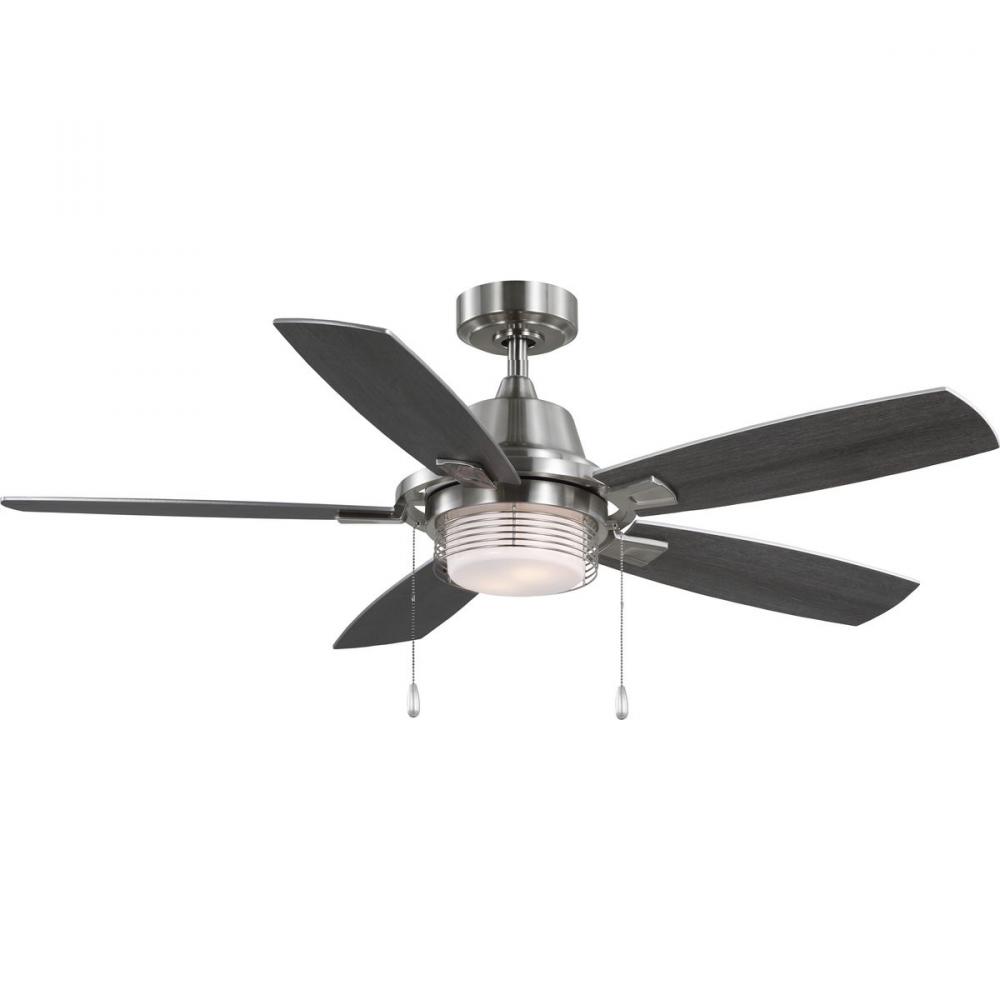 Freestone Collection 52 in. Five-Blade Brushed Nickel Transitional Ceiling Fan with LED lamped Light