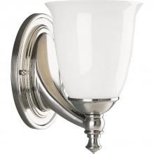 Progress P3027-09 - Victorian Collection One-Light Brushed Nickel White Opal Glass Farmhouse Bath Vanity Light