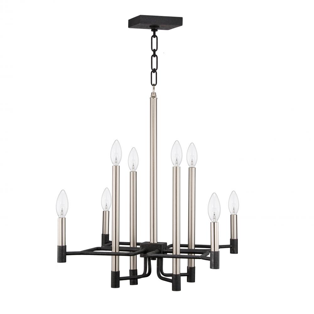 To Circuit with Love 8-Lt Chandelier - Textured Black/Brushed Nickel
