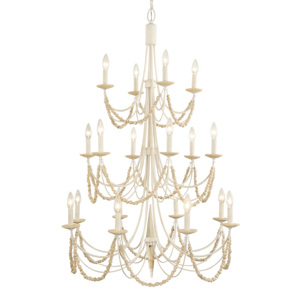Brentwood 18-Lt 3-Tier Chandelier - Country White