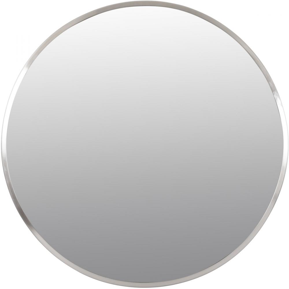Cottage 30-in Round Mirror - Brushed Nickel
