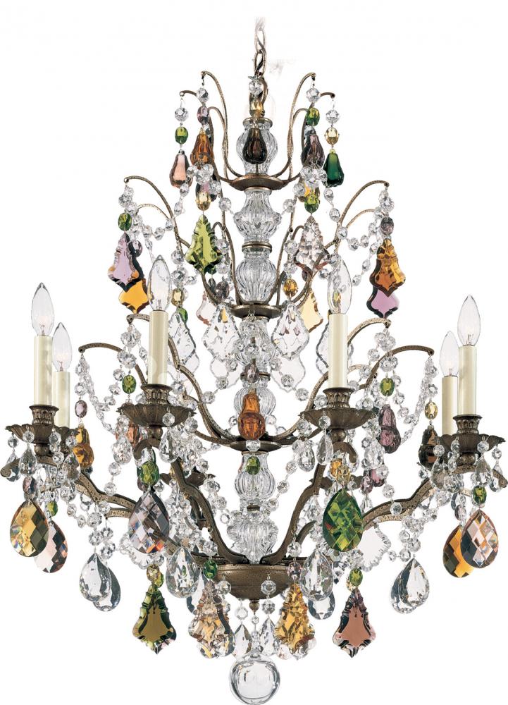 Bordeaux 8 Light 120V Chandelier in Heirloom Gold with Clear Heritage Handcut Crystal