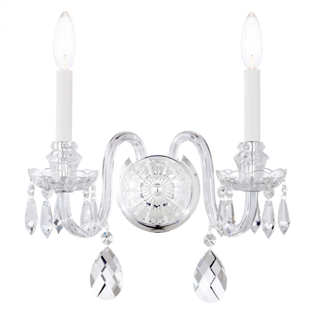 Hamilton Nouveau 2 Light 120V Wall Sconce in Polished Silver with Clear Heritage Handcut Crystal