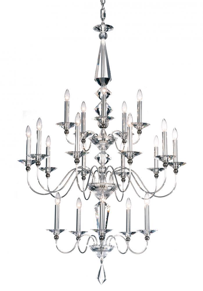 Jasmine 20 Light 120V Chandelier in Polished Silver with Clear Optic Crystal