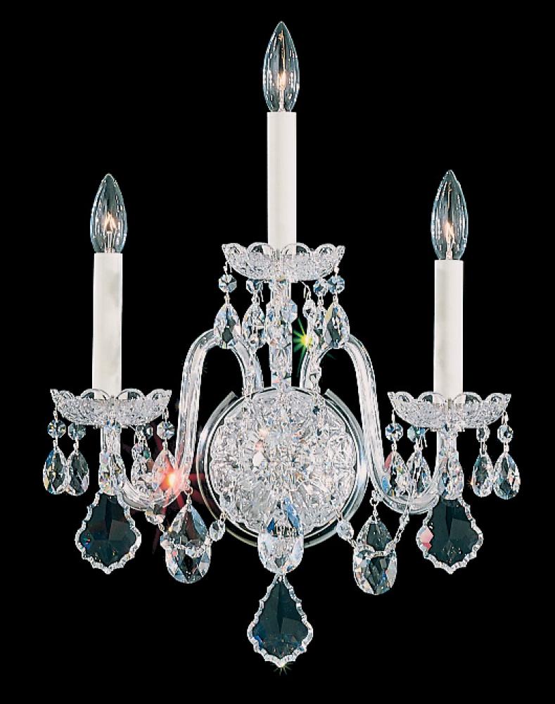 Olde World 3 Light 120V Wall Sconce in Aurelia with Clear Heritage Handcut Crystal