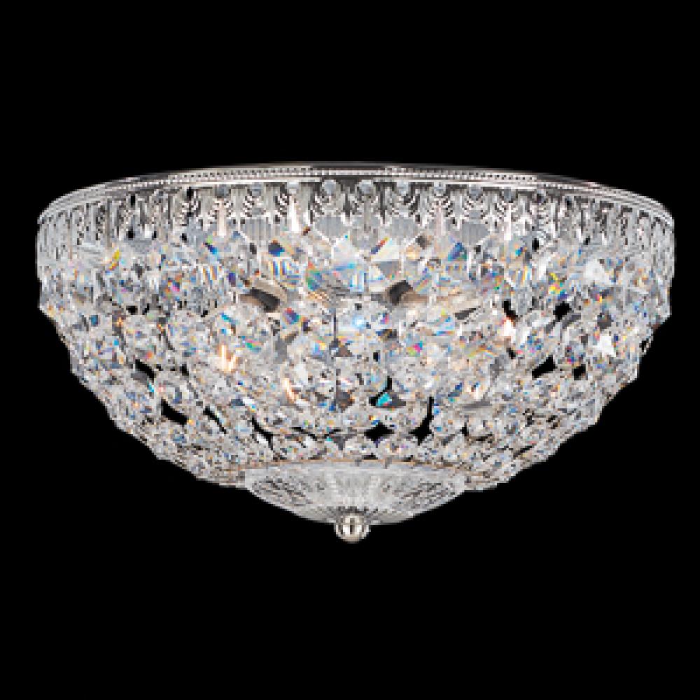 Petit Crystal 4 Light 110V Close to Ceiling in Silver with Clear Crystals From Swarovski®