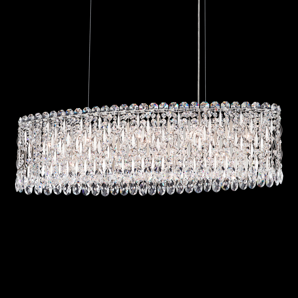 Sarella 12 Light 120V Linear Pendant in Black with Clear Crystals from Swarovski