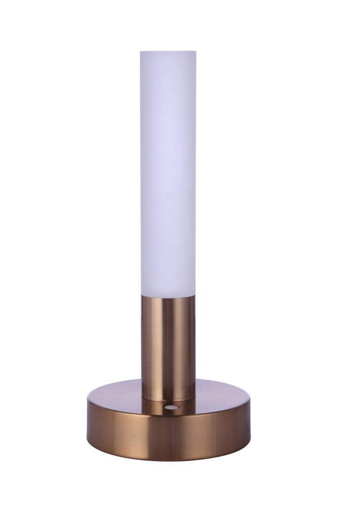 Indoor Rechargeable Dimmable LED Cylinder Portable Lamp in Satin Brass