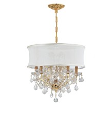 Crystorama 4415-GD-SMW-CLM - Brentwood 6 Light Crystal Gold Drum Shade Mini Chandelier