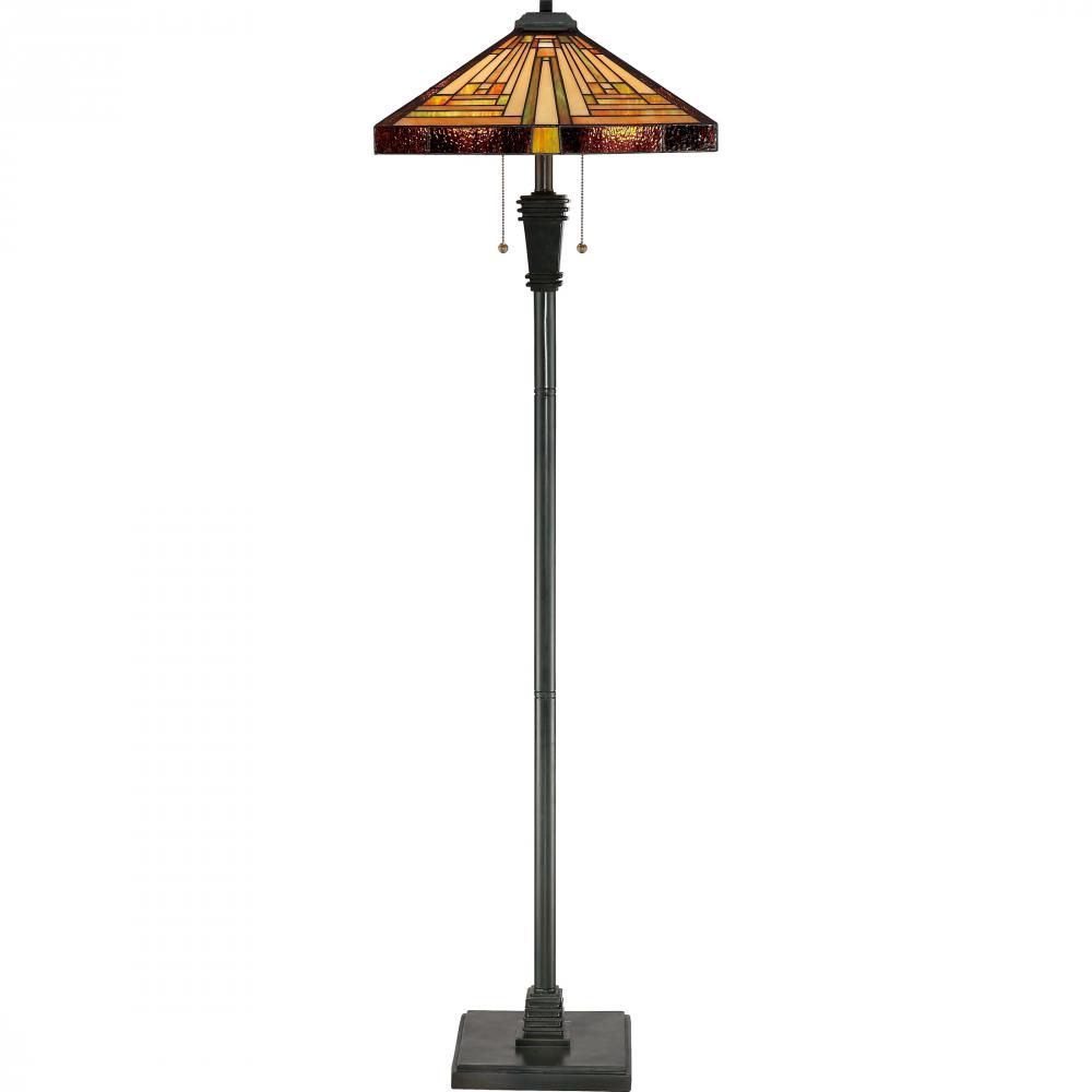 Stephen 2Lt Bronze Tiffany Style Floor Lamp
