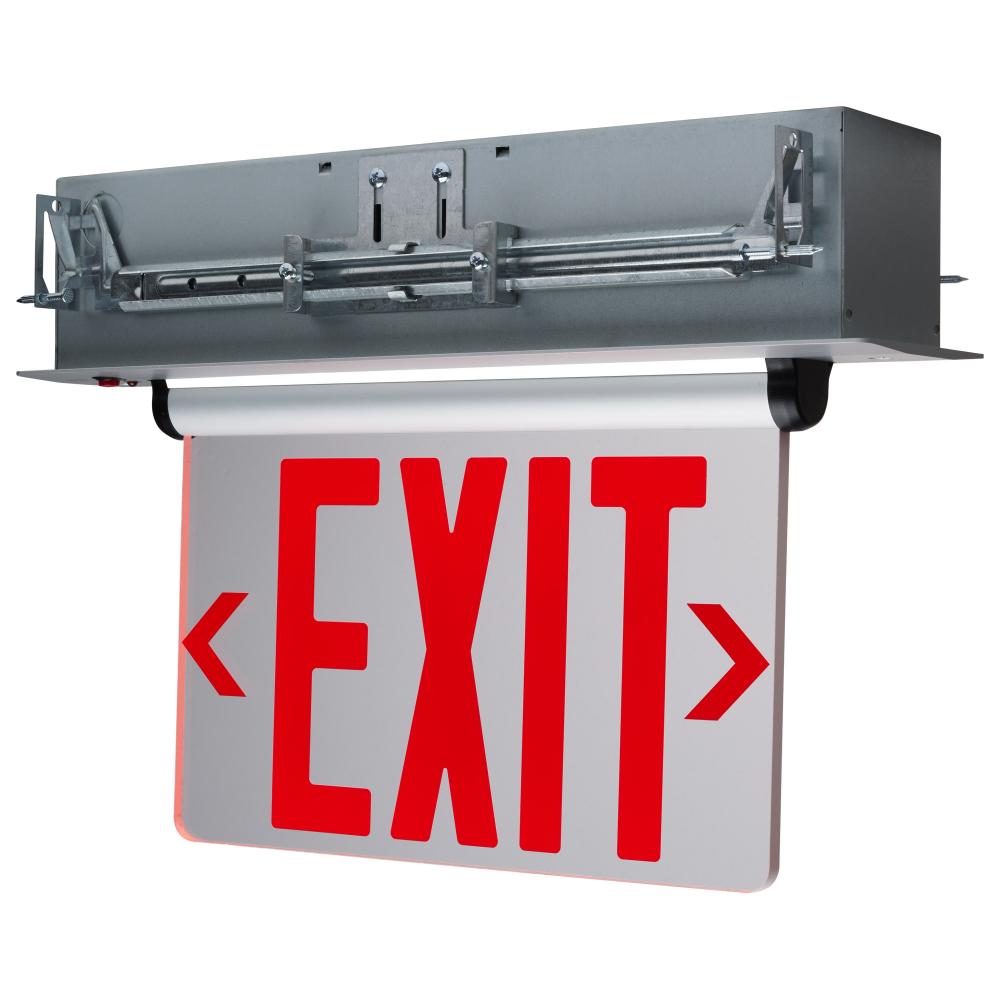 Red (Clear) Edge Lit LED Exit Sign; 3.14 Watts; Single Face; 120V/277 Volts; Clear Finish