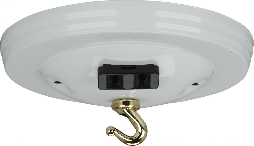 Canopy Kit With Convenience Outlet; White Finish; 5" Diameter; 7/16" Center Hole; 2-8/32 Bar