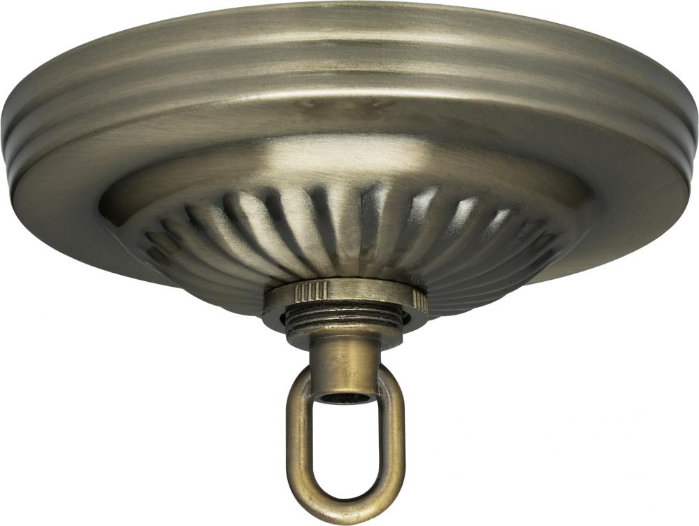 Ribbed Canopy Kit; Antique Brass Finish; 5" Diameter; 1-1/16" Center Hole; Includes