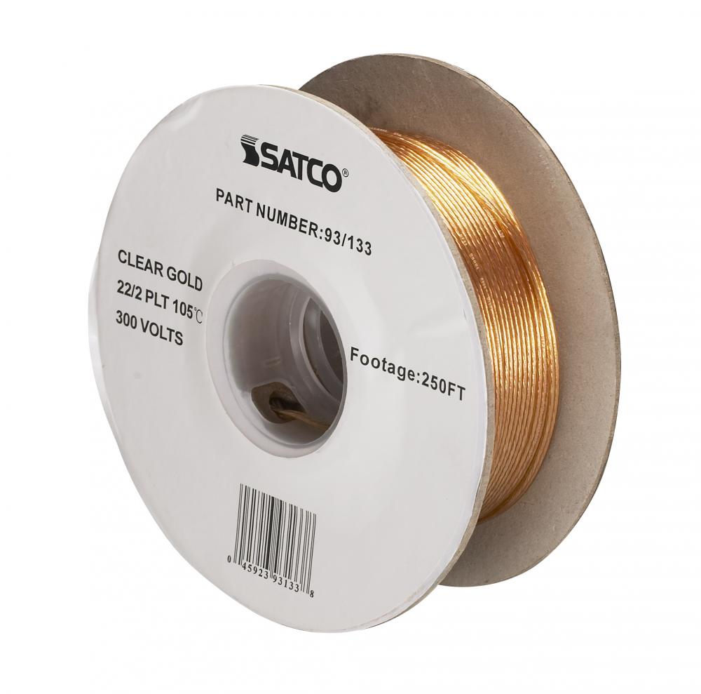 Lamp And Lighting Bulk Wire; 22/2 SPT-1 105C Wire; 250 Foot/Spool; Clear Gold