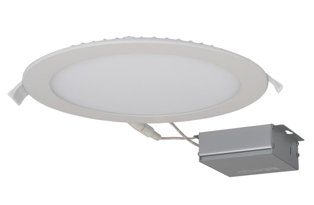24 watt LED Direct Wire Downlight; Edge-lit; 8 inch; 3000K; 120 volt; Dimmable; Round; Remote Driver