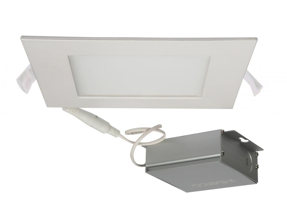 12 watt LED Direct Wire Downlight; Edge-lit; 6 inch; 5000K; 120 volt; Dimmable; Square; Remote