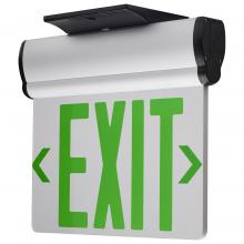 Satco Products Inc. 67/112 - Green (Clear) Edge Lit LED Exit Sign, 90min Ni-Cad backup, 120/277V, Single Face, Top/Back/End Mount