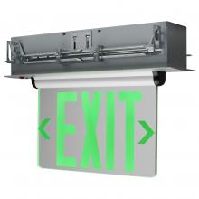 Satco Products Inc. 67/116 - Green (Clear) Edge Lit LED Exit Sign; 2.94 Watts; Single Face; 120V/277 Volts; Clear Finish