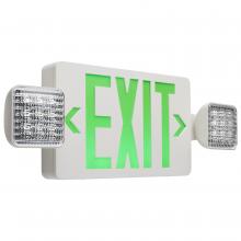 Satco Products Inc. 67/120 - Combination Green Exit Sign/Emergency Light, 90min Ni-Cad backup, 120/277V, Dual Head, Single/Dual