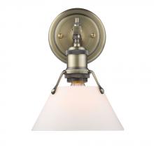 Golden 3306-BA1 AB-OP - Orwell AB 1 Light Bath Vanity in Aged Brass with Opal Glass Shade