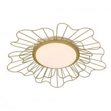 Golden 9132-FM24 LOG-OP - Yasmin LOG Flush Mount - 24" in Olympic Gold with Opal Glass Shade