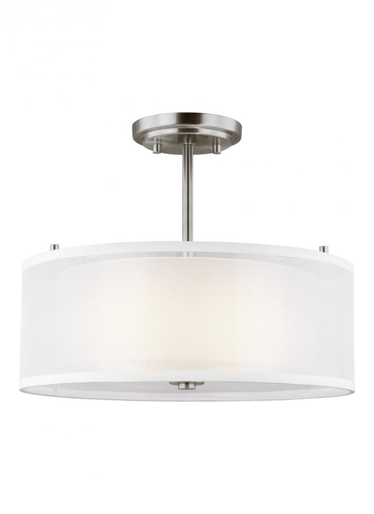 Elmwood Park traditional 2-light indoor dimmable ceiling semi-flush mount in brushed nickel silver f