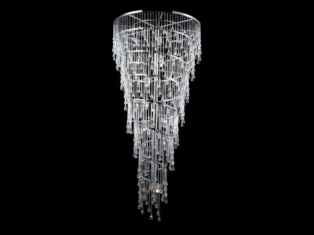 Hollywood Blvd. Collection Polished Nickel and Tear Drop Crystal Large Hanging Fixture