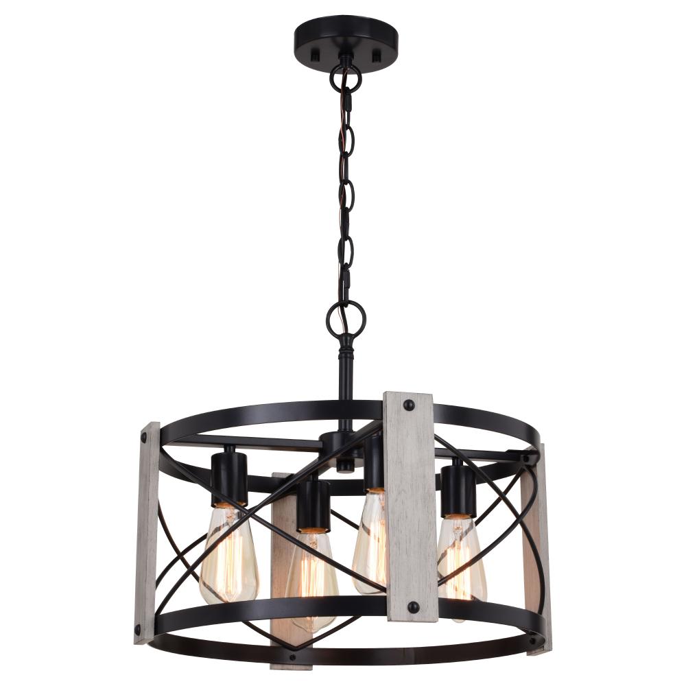Burien 18-in. 4 Light Pendant Black and Washed Ash