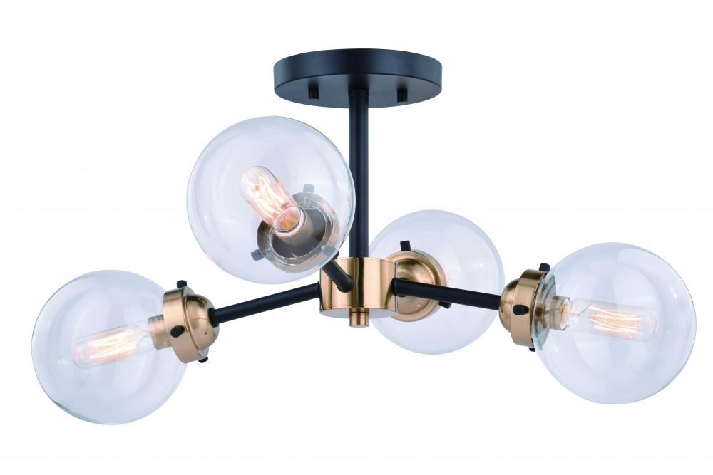 Orbit 20-in Semi Flush Ceiling Light Oil Rubbed Bronze and Muted Brass