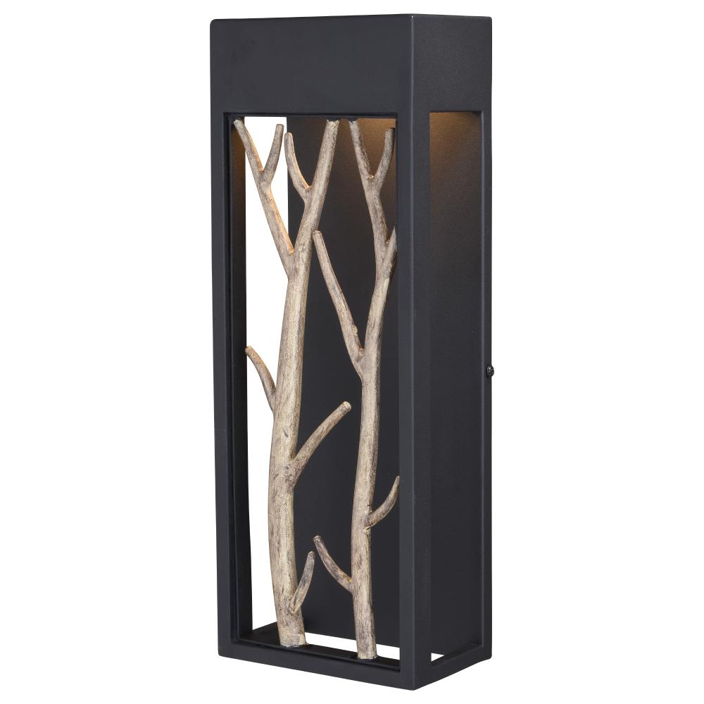 Ocala 6 in. W LED Outdoor Wall Light Textured Black with Poplar