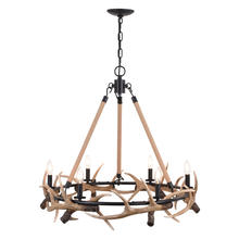 Vaxcel International H0261 - Breckenridge 30.5-in. 6 Light Antler Chandelier Aged Iron with Natural Rope
