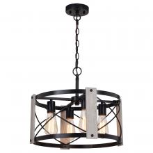 Vaxcel International P0365 - Burien 18-in. 4 Light Pendant Black and Washed Ash