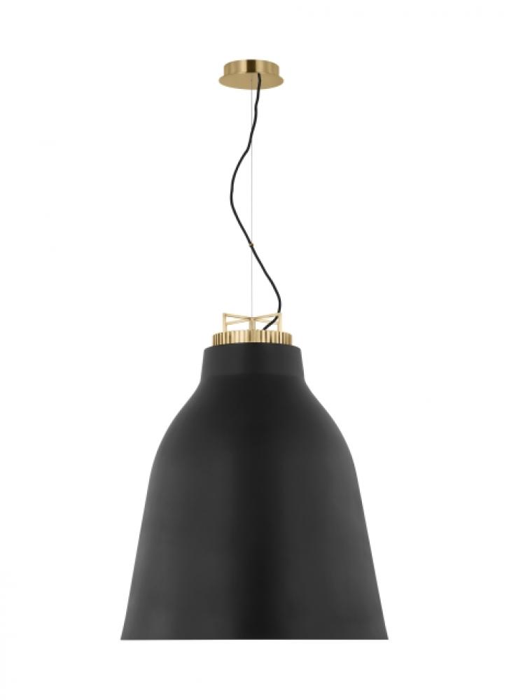 The Forge X-Large Tall 1-Light Damp Rated Integrated Dimmable LED Ceiling Pendant in Natural Brass