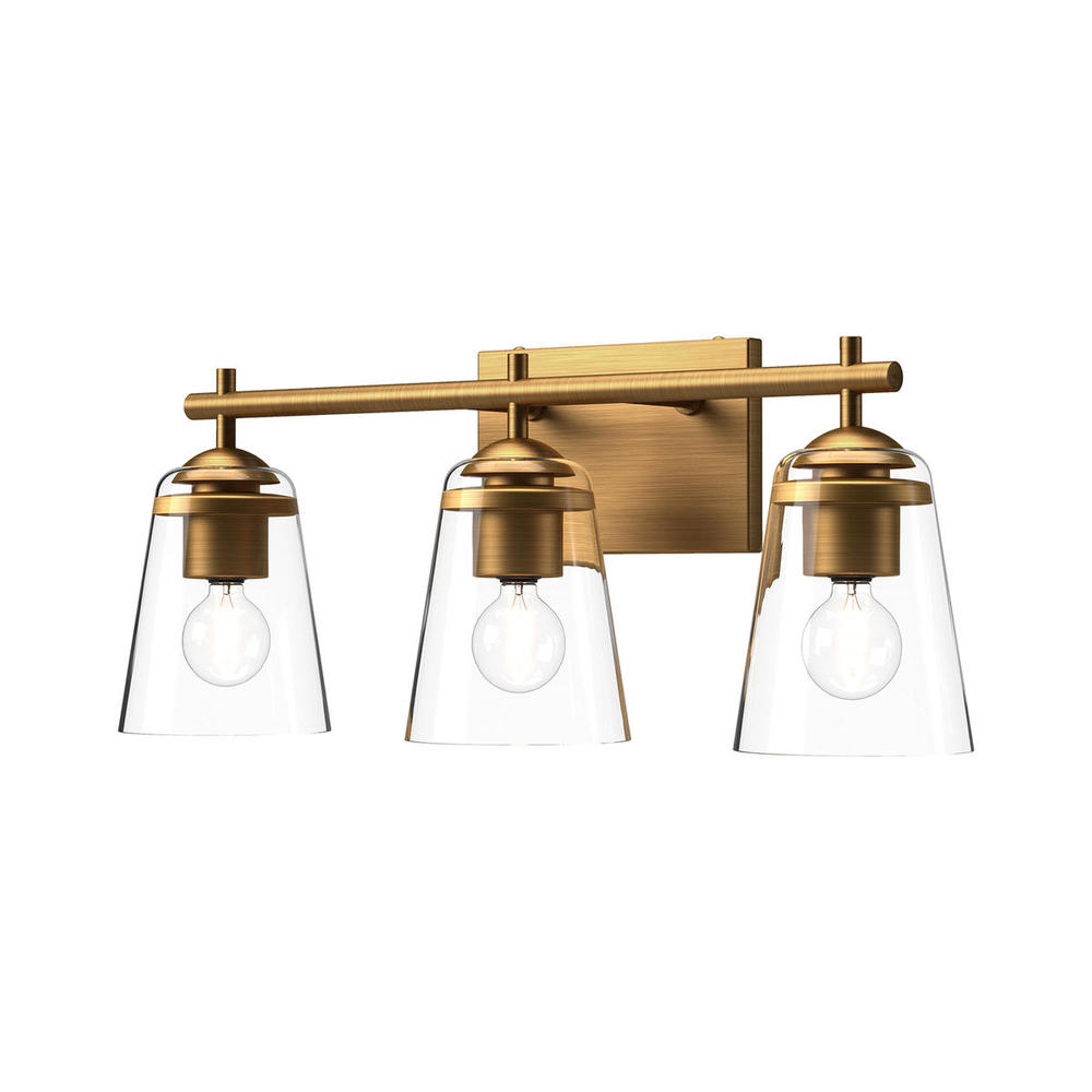Addison 22-in Aged Gold/Clear Glass 3 Lights Vanity