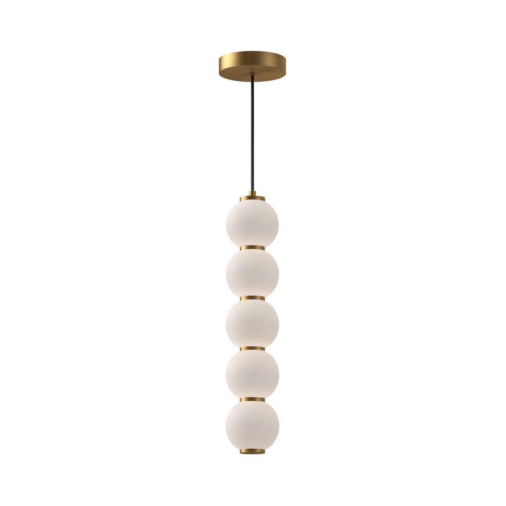 Bijou 5-in Aged Gold/Opal Matte Glass LED Pendant