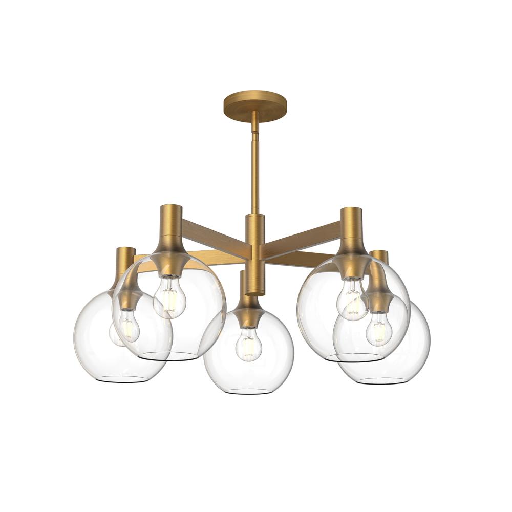 Castilla 29-in Aged Gold/Clear Glass 5 Lights Chandeliers