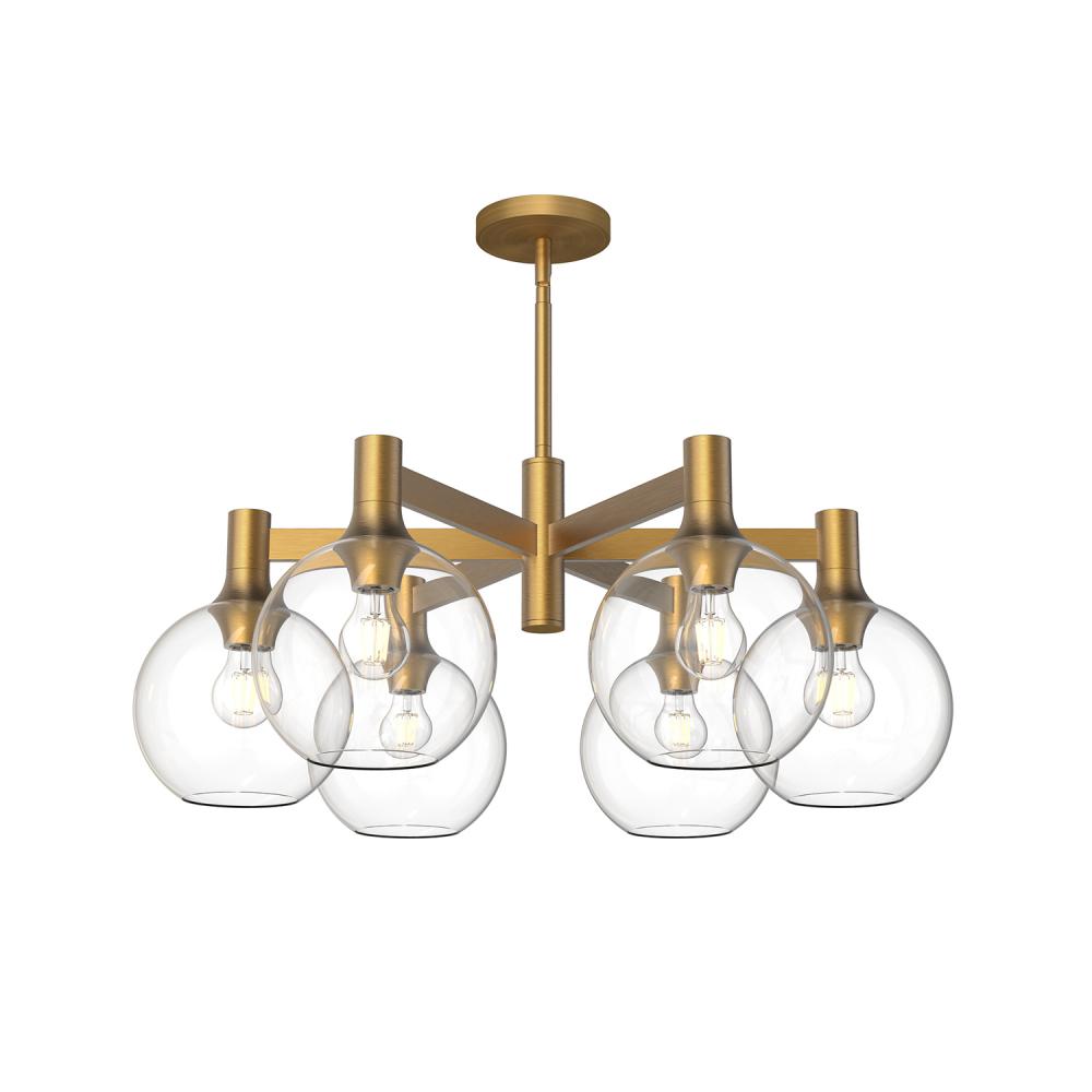 Castilla 29-in Aged Gold/Clear Glass 6 Lights Chandeliers