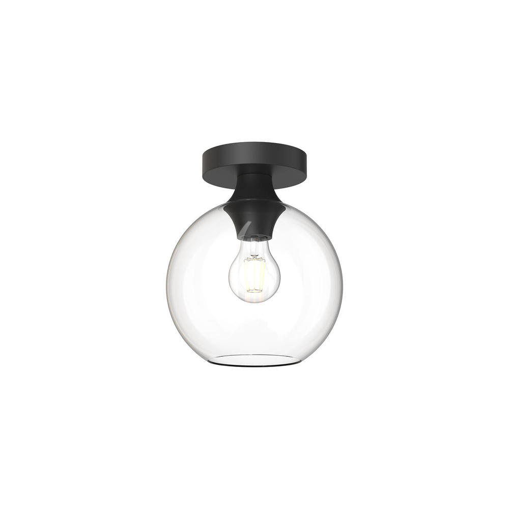Castilla 8-in Clear Glass/Matte Black 1 Light Flush Mount