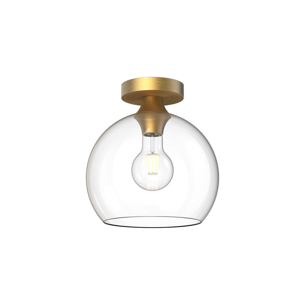 Castilla 10-in Aged Gold/Clear Glass 1 Light Flush Mount