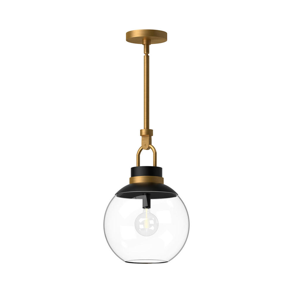 Copperfield 12-in Aged Gold/Clear Glass 1 Light Pendant